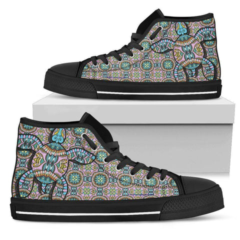 Image of Cool Pink Tribal Turtle High Tops Womens High Top - Black - Small Pink US5.5 (EU36) 