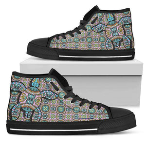 Cool Pink Tribal Turtle High Tops Womens High Top - Black - Small Pink US5.5 (EU36) 
