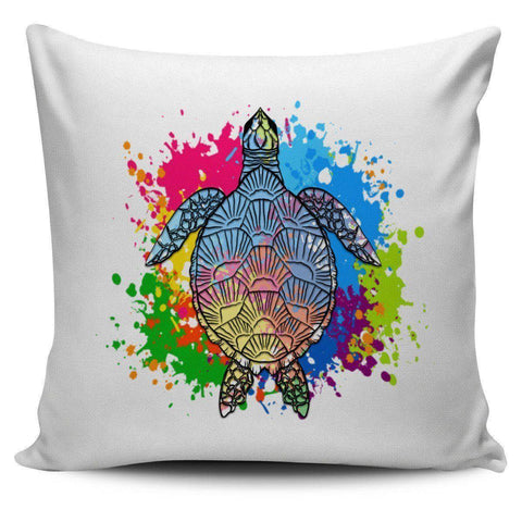 Image of Color Splash Turtle Pillow Covers Pillow Case White 