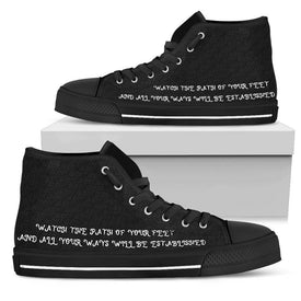 Proverbs 4:26 Premium Canvas High Tops Womens High Top - Black - Proverbs 4:26 US5.5 (EU36) 
