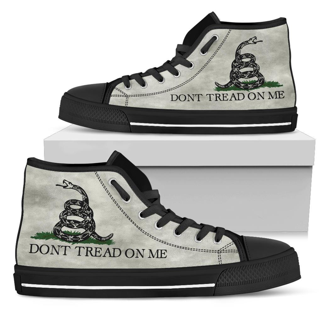 Dont Tread On Me Canvas Shoes V.2 Shoes Womens High Top - Black - Black Sole US5.5 (EU36) 