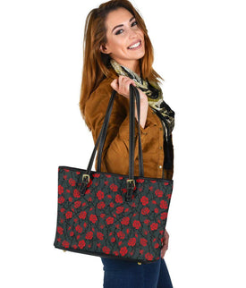 Red Roses Vegan Leather Tote Bags 