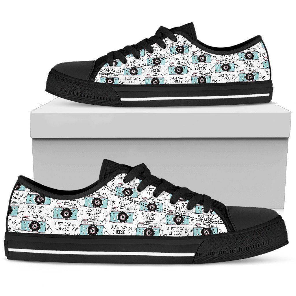 Premium Canvas Shoes, Say Cheese Mens Mens Low Top - Black - Say Cheese US5 (EU38) 
