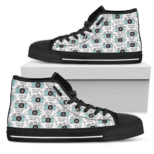 Premium Canvas Shoes, Say Cheese Mens Mens High Top - Black - Say Cheese US5 (EU38) 