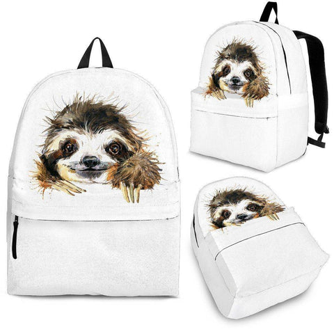 Image of Sloth Backpacks Custom Art Backpack - Black - Smiling Sloth Adult (Ages 13+) 