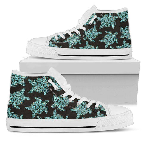 Image of Premium Canvas Shoes, Turtle V2 Womens High Top - White - Turtle V2 US5.5 (EU36) 