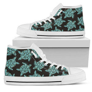 Premium Canvas Shoes, Turtle V2 Womens High Top - White - Turtle V2 US5.5 (EU36) 