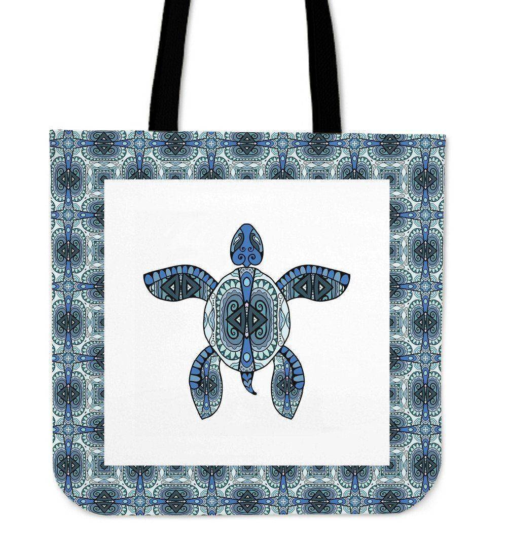 Cool Handrawn Tribal Turtle Art on Premium Tote Cool Tribal Turtle V.2 