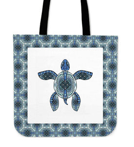 Cool Handrawn Tribal Turtle Art on Premium Tote