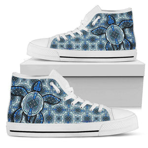 Cool Blue Turtle on Premium High Tops V.2 Mens High Top - White - Small US5 (EU38) 