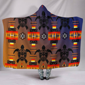 Turtle Dark Blue Orange Hooded Blanket Hooded Blanket Youth 60"x45" 