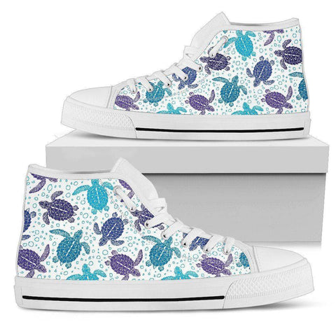 Image of Premium Canvas Shoes, Turtle V1 Womens High Top - White - Turtle V1 US5.5 (EU36) 