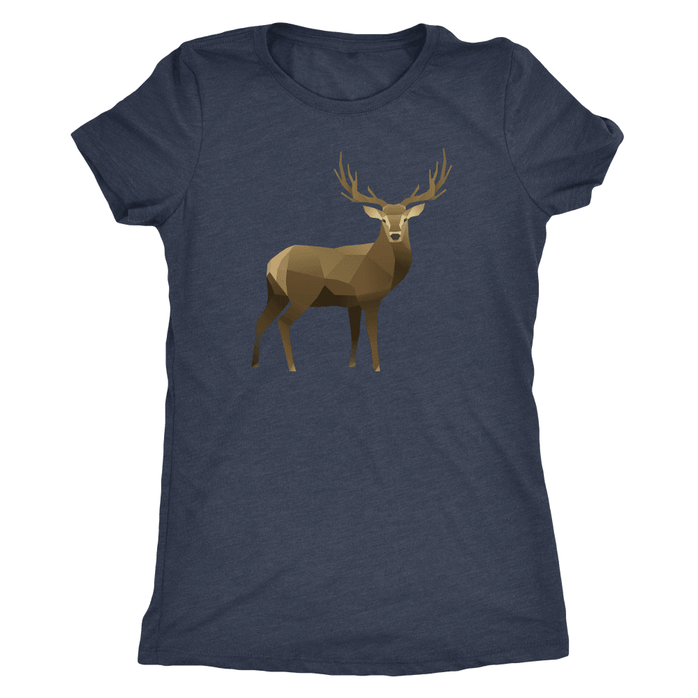 Real Polygonal Deer T-shirt Next Level Womens Triblend Vintage Navy S