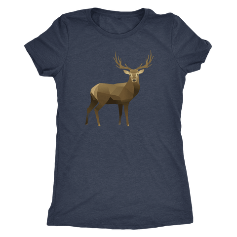Image of Real Polygonal Deer T-shirt Next Level Womens Triblend Vintage Navy S