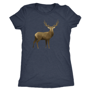 Real Polygonal Deer T-shirt Next Level Womens Triblend Vintage Navy S