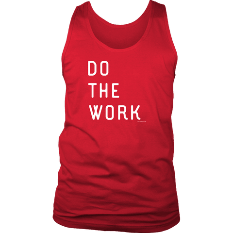 Image of Do The Work | Mens | White Print T-shirt District Mens Tank Red S