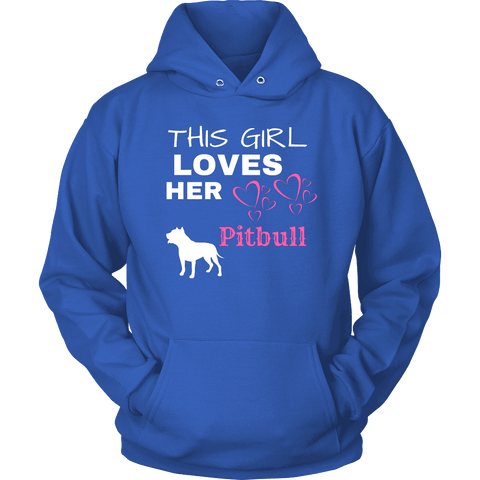 Image of This Girl Loves Her Pitbull T-shirt Unisex Hoodie Royal Blue S