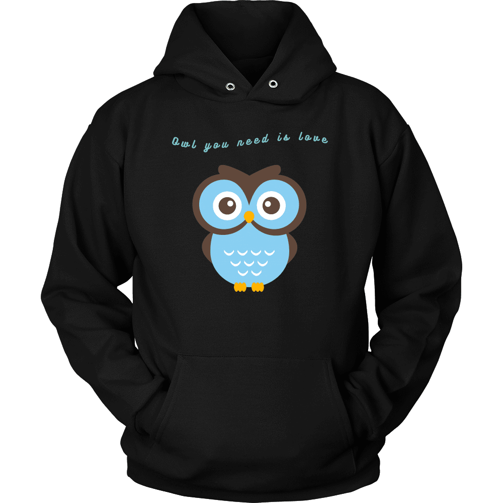 Owl You Need is Love T-shirt Unisex Hoodie Black S