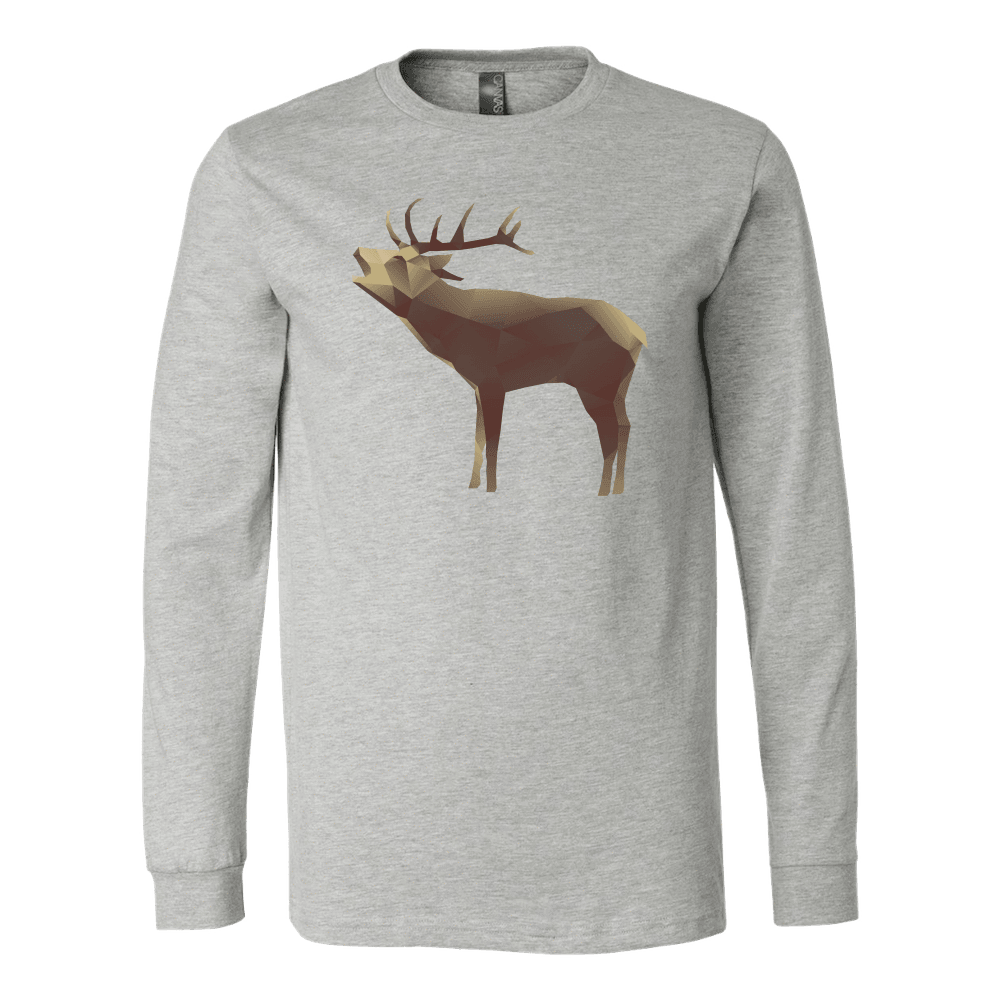 Large Polygonaly Deer T-shirt Canvas Long Sleeve Shirt Athletic Heather S