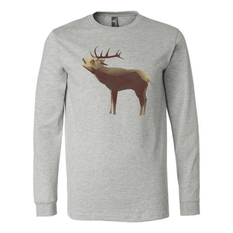 Image of Large Polygonaly Deer T-shirt Canvas Long Sleeve Shirt Athletic Heather S