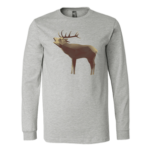 Large Polygonaly Deer T-shirt Canvas Long Sleeve Shirt Athletic Heather S