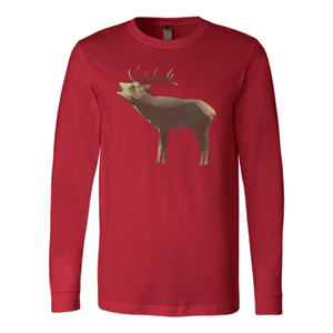 Large Polygonaly Deer T-shirt Canvas Long Sleeve Shirt Red S