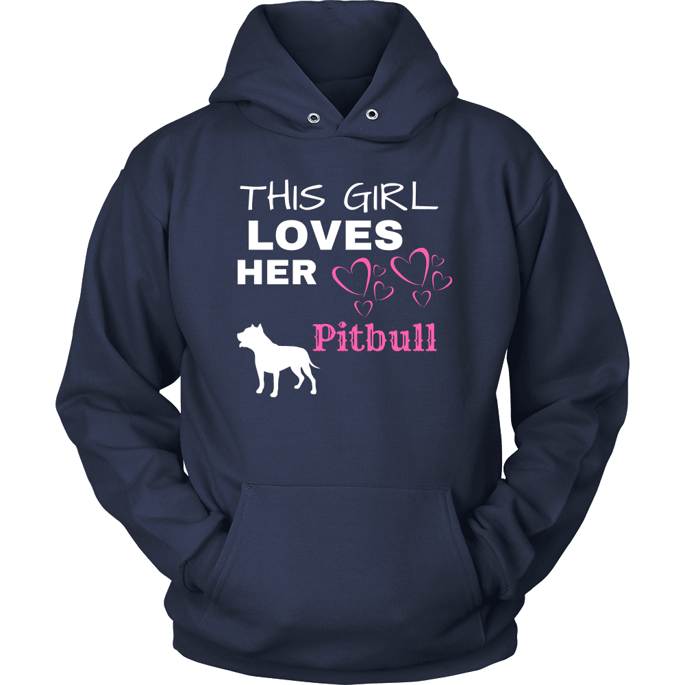This Girl Loves Her Pitbull T-shirt Unisex Hoodie Navy S
