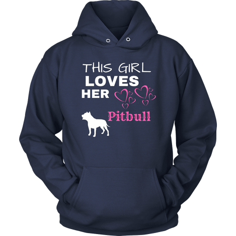 Image of This Girl Loves Her Pitbull T-shirt Unisex Hoodie Navy S