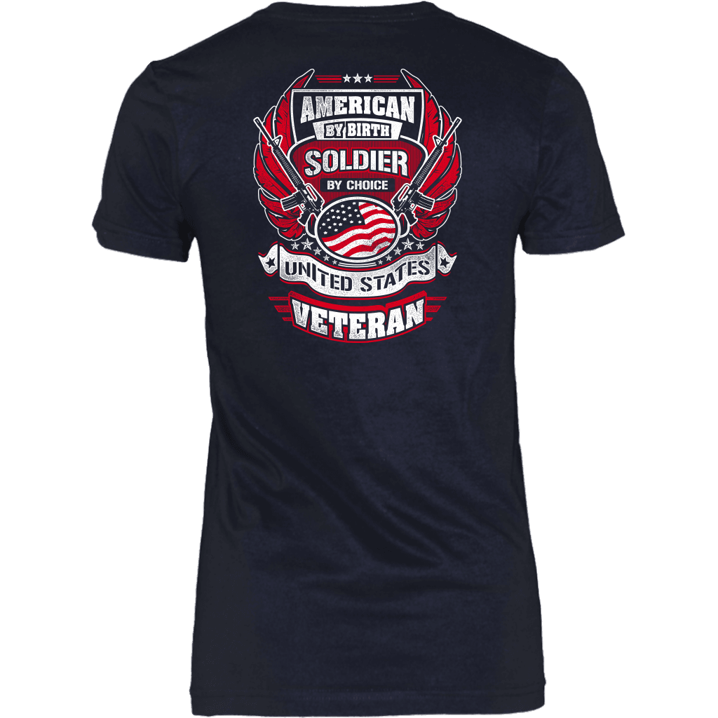 American by Birth, Soldier by Choice T-shirt District Womens Shirt Navy XS