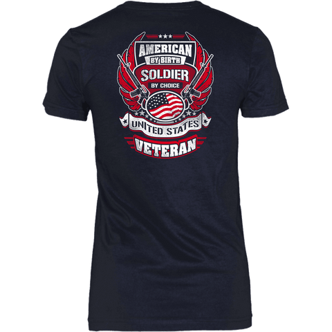 Image of American by Birth, Soldier by Choice T-shirt District Womens Shirt Navy XS