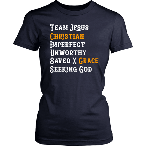 Image of Team Jesus T-shirt District Womens Shirt Navy XS