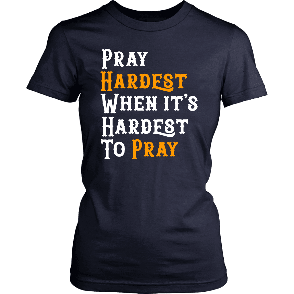Pray Hard T-shirt District Womens Shirt Navy XS