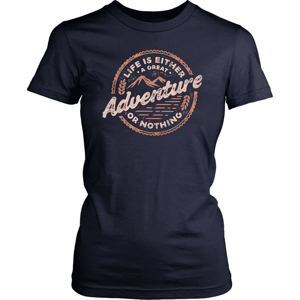 Life Is A Great Adventure T-shirt District Womens Shirt Navy XS