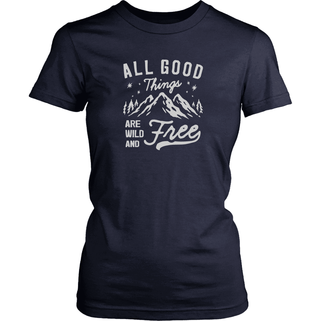 Wild and Free T-shirt District Womens Shirt Navy XS