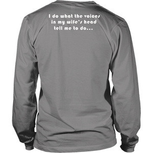 Voices in Her Head | White Print T-shirt District Long Sleeve Shirt Grey S