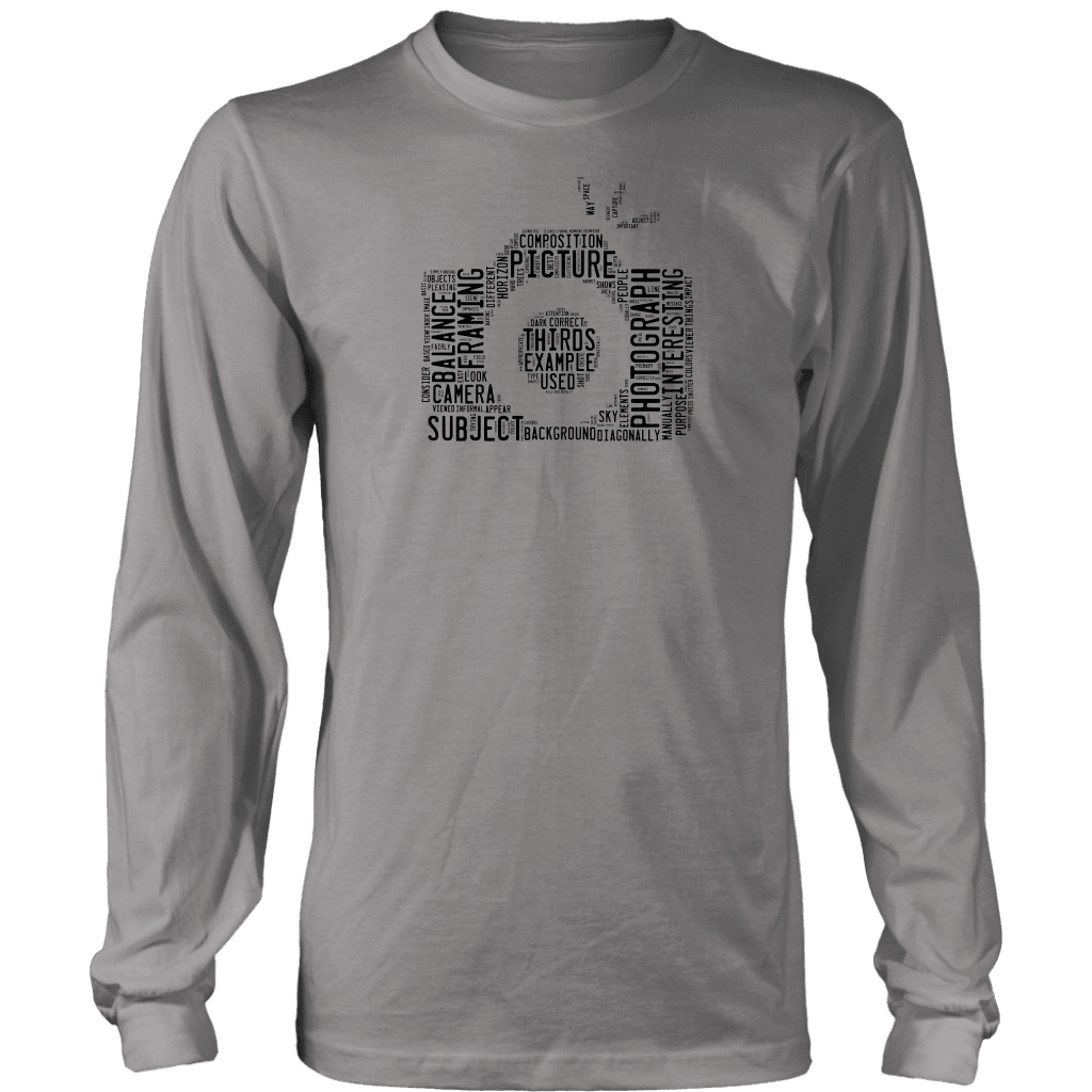 Awesome Word Camera Shirt T-shirt District Long Sleeve Shirt Grey S