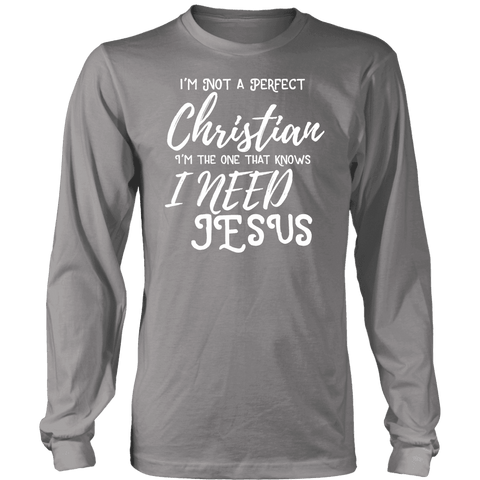 Image of Not A Perfect Christian, Shirts T-shirt District Long Sleeve Shirt Grey S