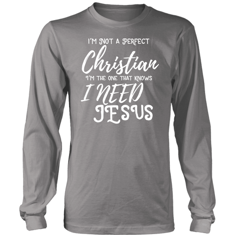 Image of Not A Perfect Christian, Shirts T-shirt District Long Sleeve Shirt Grey S