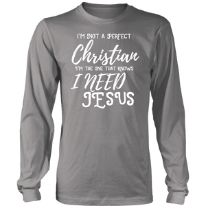 Not A Perfect Christian, Shirts T-shirt District Long Sleeve Shirt Grey S