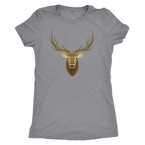 Image of Deer Portrait, Real T-shirt Next Level Womens Triblend Heather Grey S