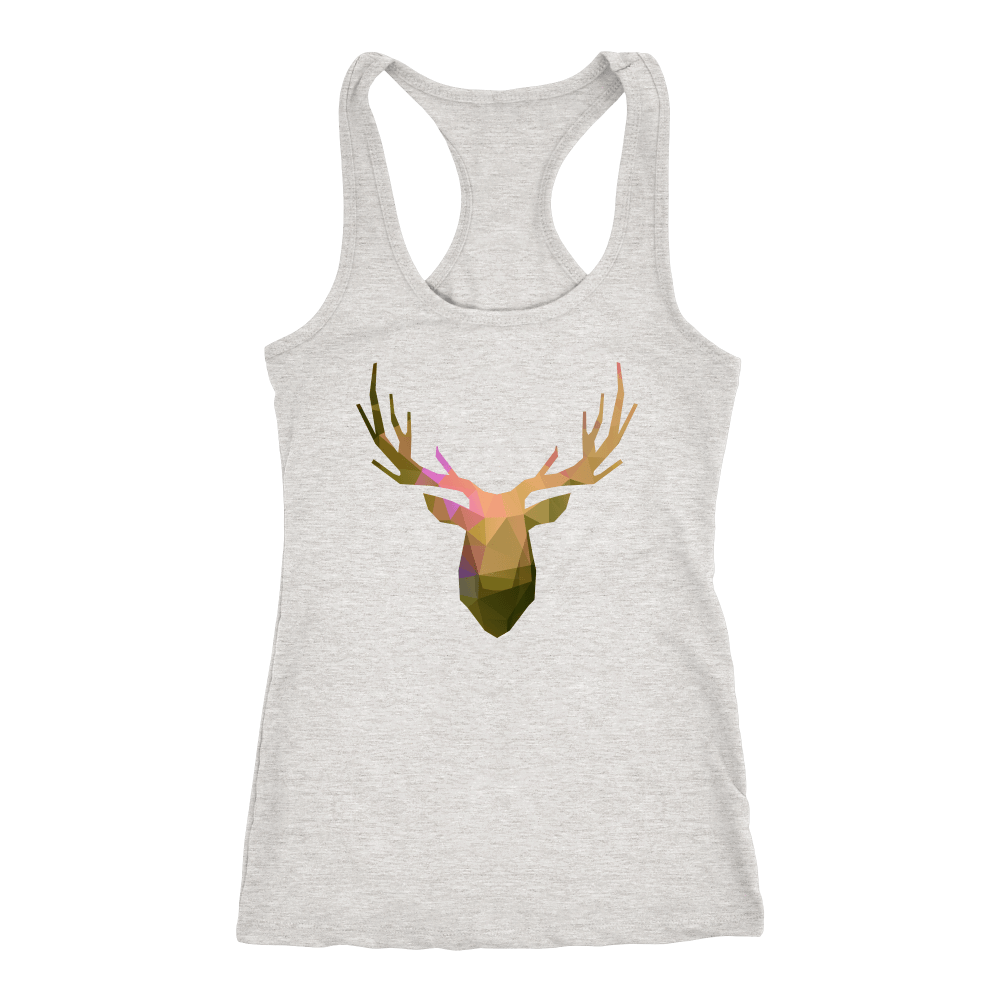 Deer Polygonal 2 T-shirt Next Level Racerback Tank Heather Grey XS