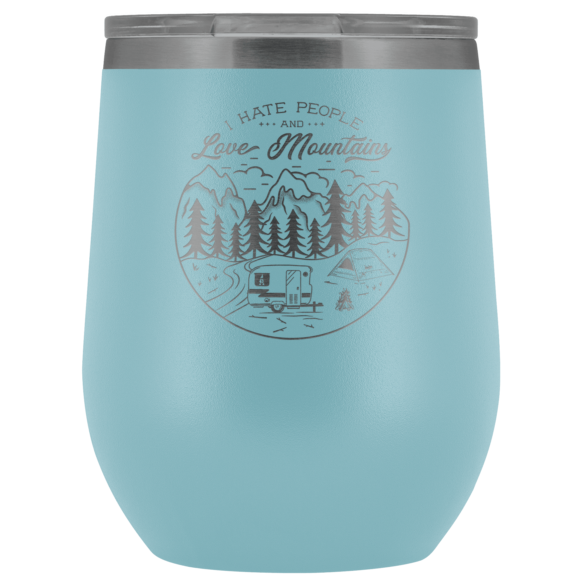 Love The Mountains | Wine Tumbler Wine Tumbler Light Blue 