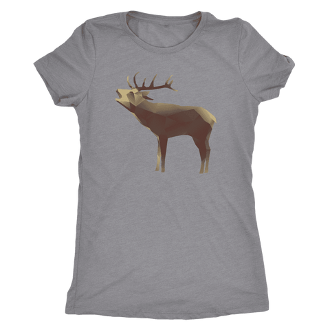 Image of Large Polygonaly Deer T-shirt Next Level Womens Triblend Heather Grey S