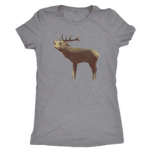 Large Polygonaly Deer T-shirt Next Level Womens Triblend Heather Grey S