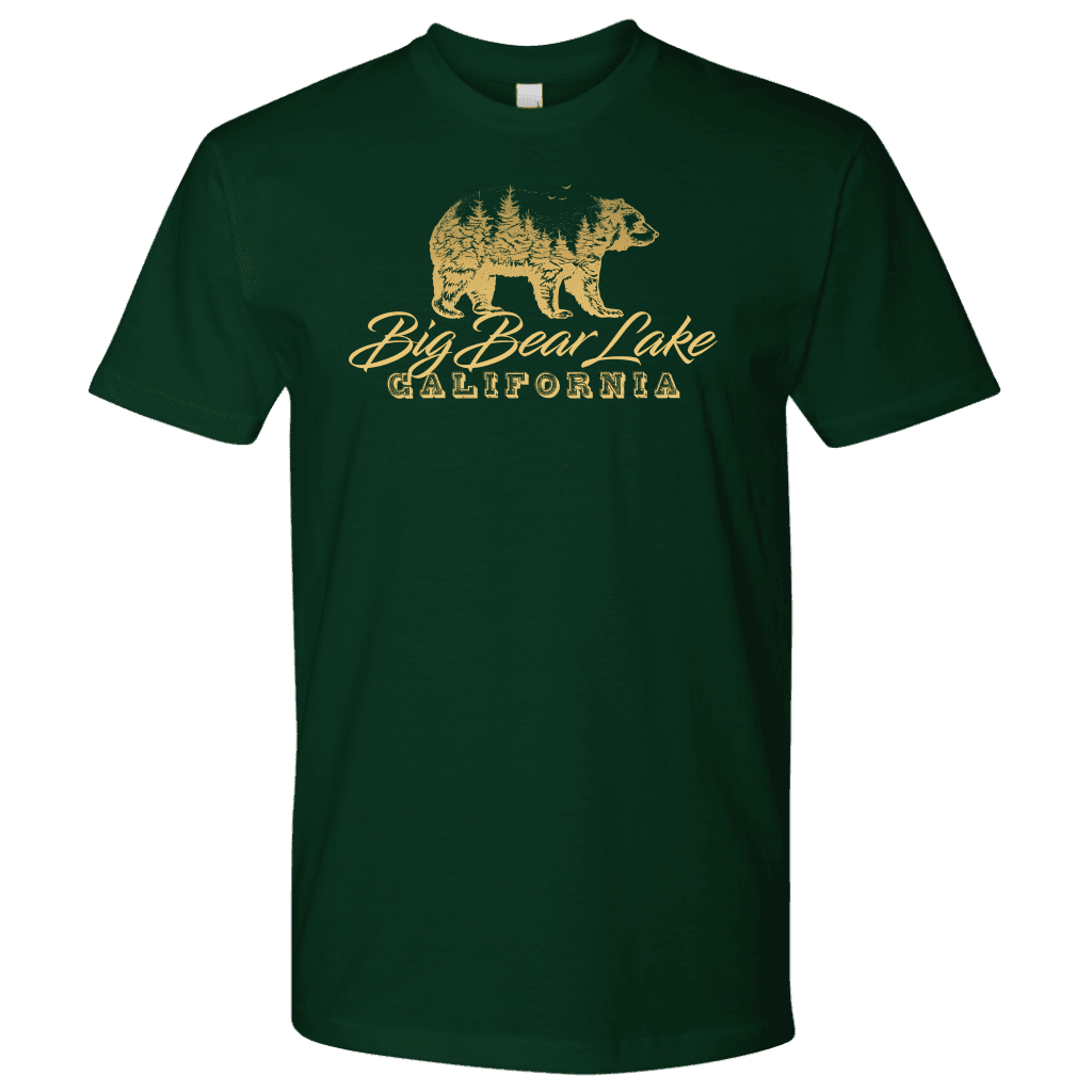 Big Bear Lake California V.2, Mens, Gold T-shirt Next Level Mens Shirt Forest Green S