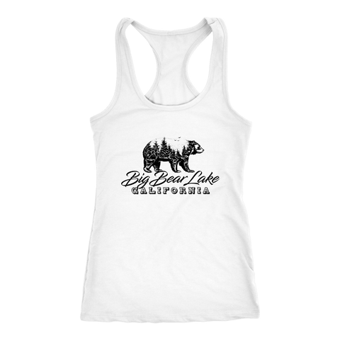 Image of Big Bear Lake California V.2, Womens, Black T-shirt Next Level Racerback Tank White XS