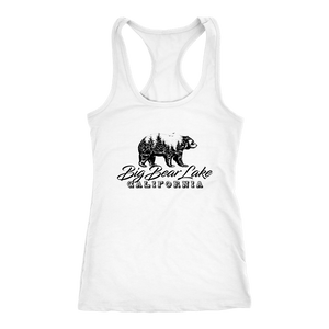 Big Bear Lake California V.2, Womens, Black T-shirt Next Level Racerback Tank White XS