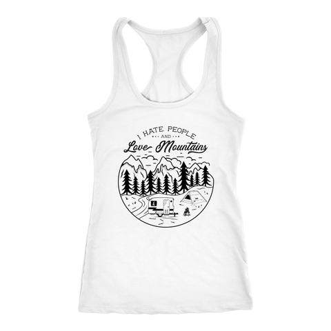 Image of Love The Mountains Womens T-shirt Next Level Racerback Tank White XS