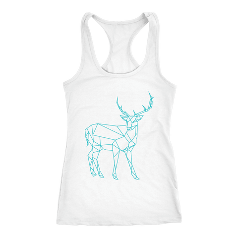 Image of Geometric Deer Womens Shirt T-shirt Next Level Racerback Tank White XS