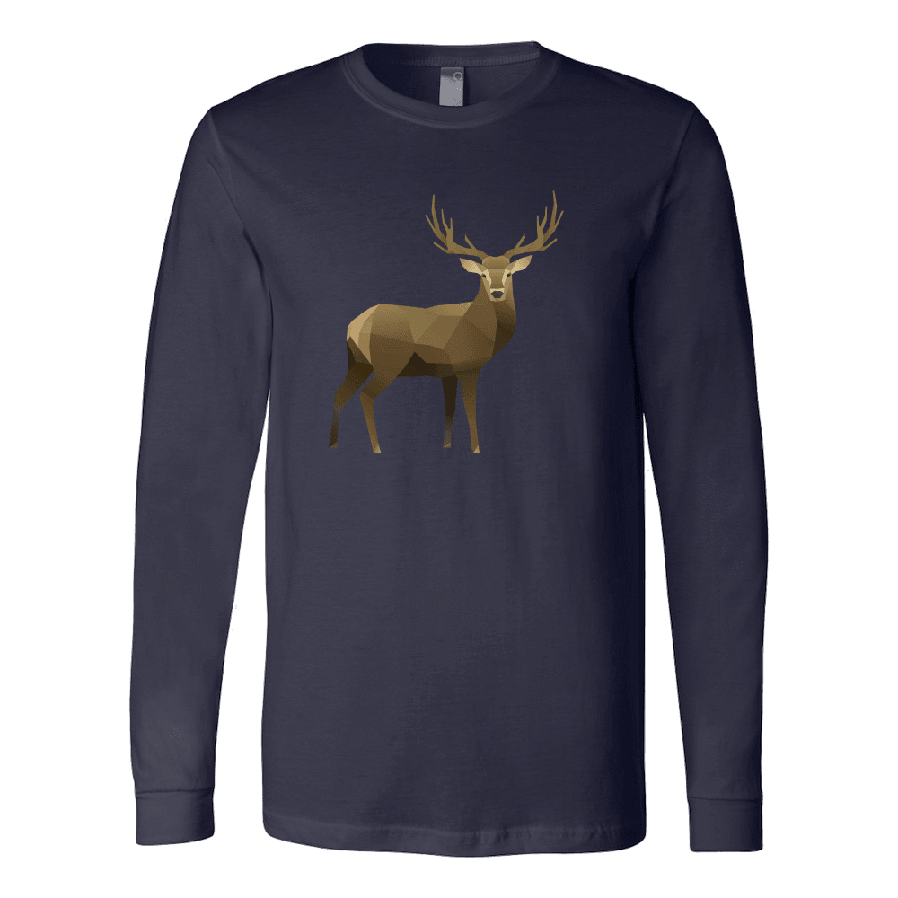 Real Polygonal Deer T-shirt Canvas Long Sleeve Shirt Navy S